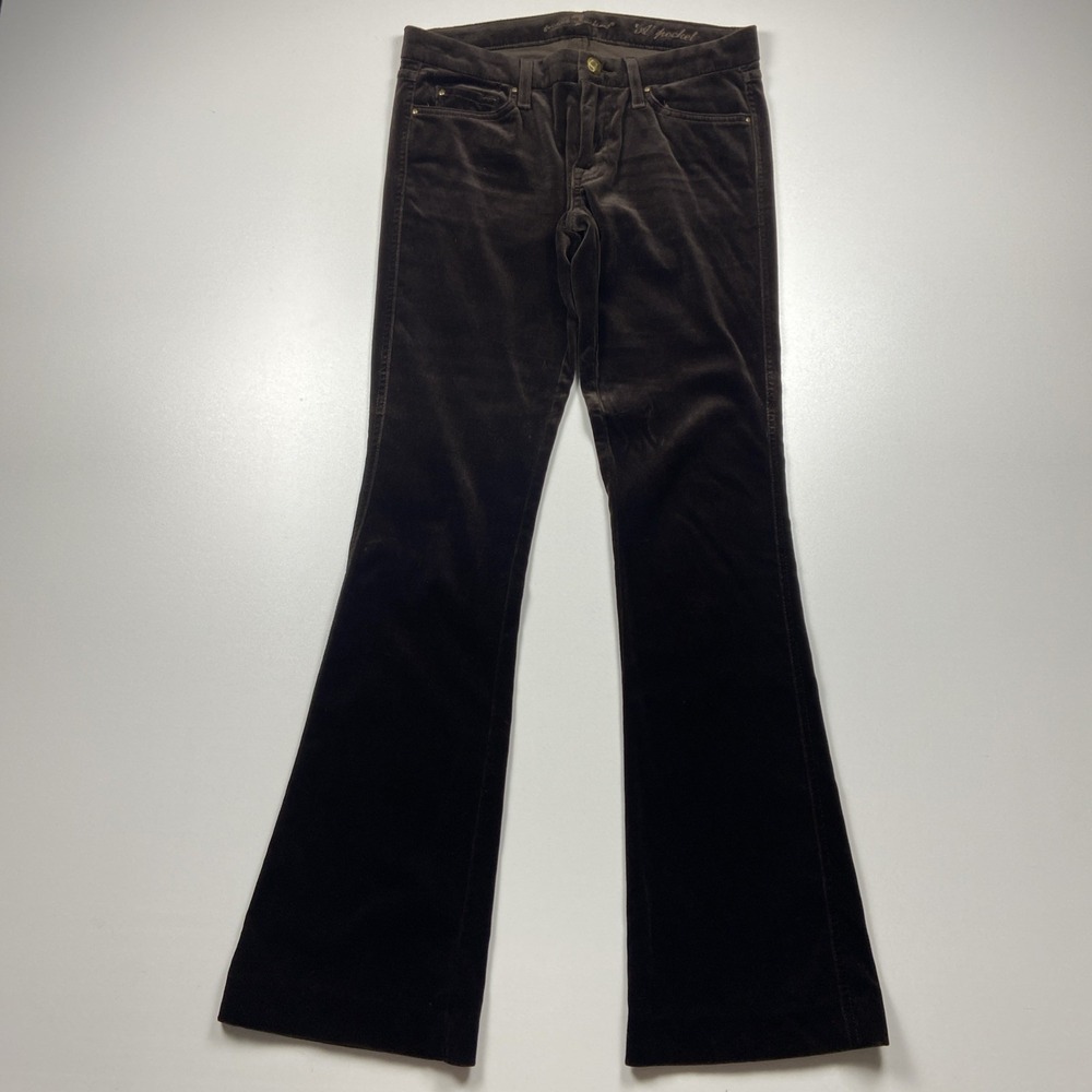 7 For All Mankind A Pocket Velvet Pants Sz 28 Brown Slight Flare Trouser US Made